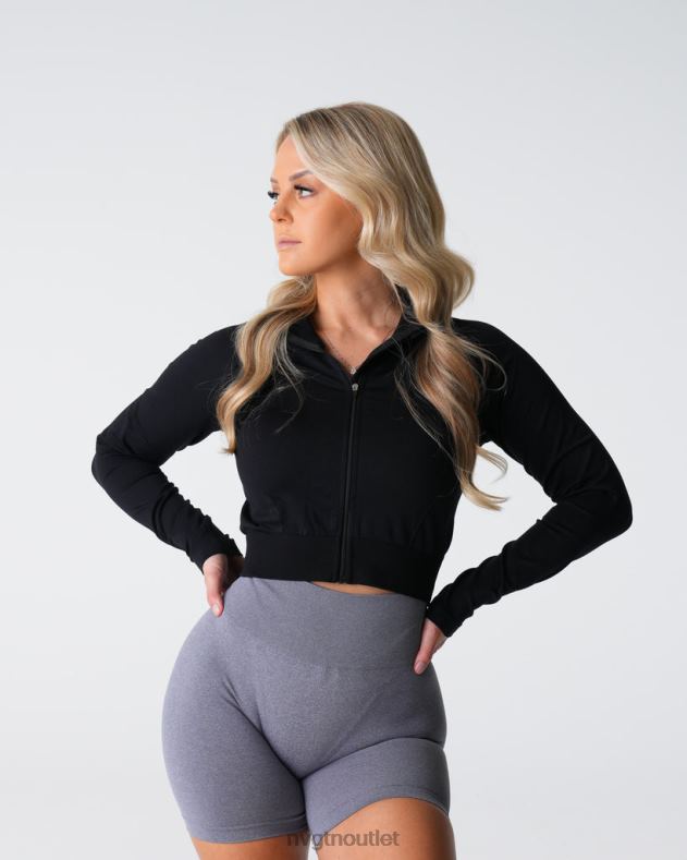 Fitness NVGTN göttlicher nahtloser Reißverschluss Schwarz Frauen 86ZJB111