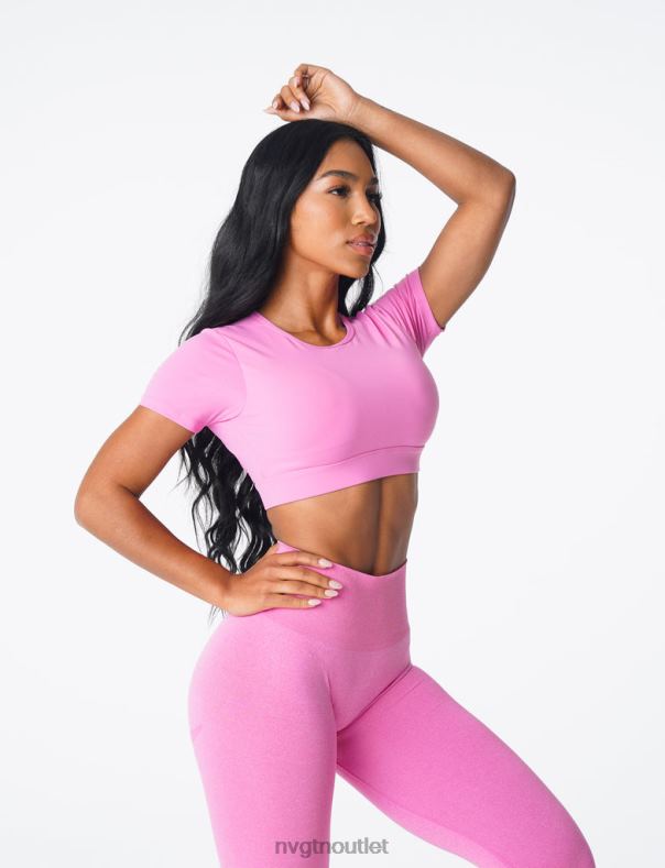 Fitness NVGTN T-Shirt mit offenem Rücken Kaugummi rosa Frauen 86ZJB79