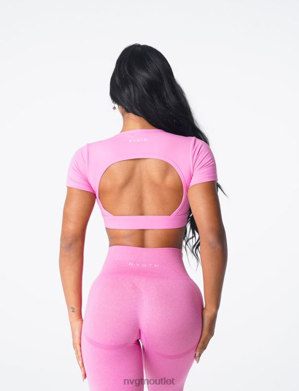 Fitness NVGTN T-Shirt mit offenem Rücken Kaugummi rosa Frauen 86ZJB79