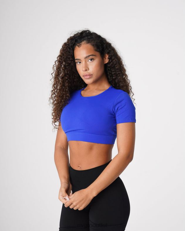 Fitness NVGTN T-Shirt mit offenem Rücken Saphirblau Frauen 86ZJB223