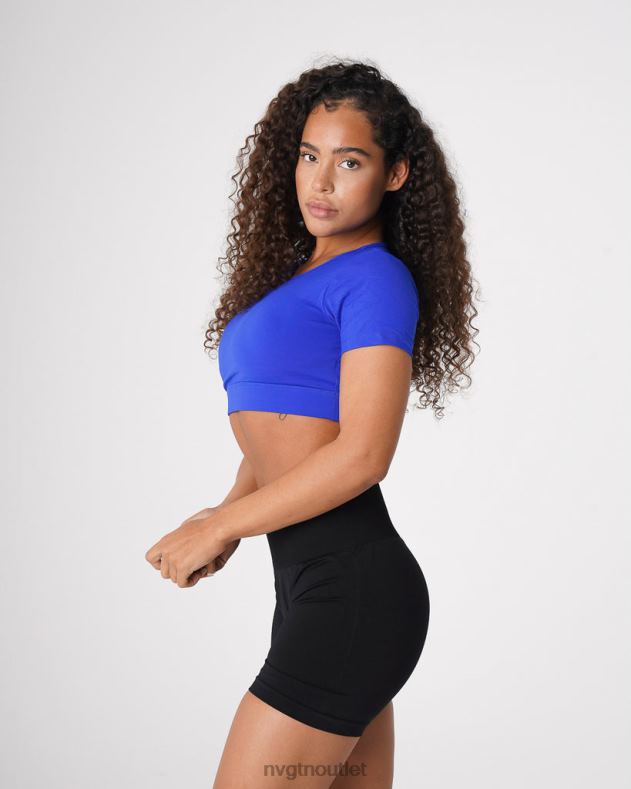 Fitness NVGTN T-Shirt mit offenem Rücken Saphirblau Frauen 86ZJB223