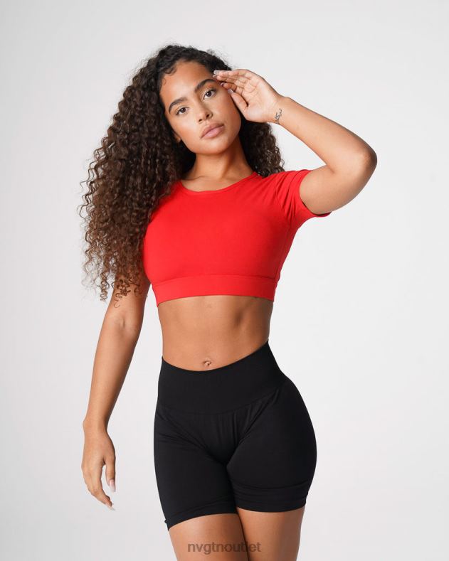 Fitness NVGTN T-Shirt mit offenem Rücken Scharlach Frauen 86ZJB224