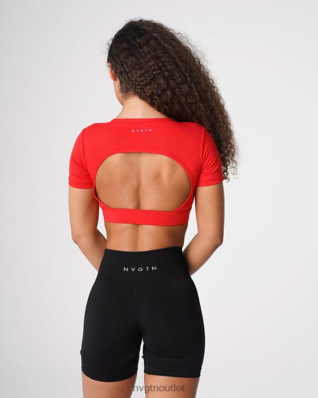 Fitness NVGTN T-Shirt mit offenem Rücken Scharlach Frauen 86ZJB224