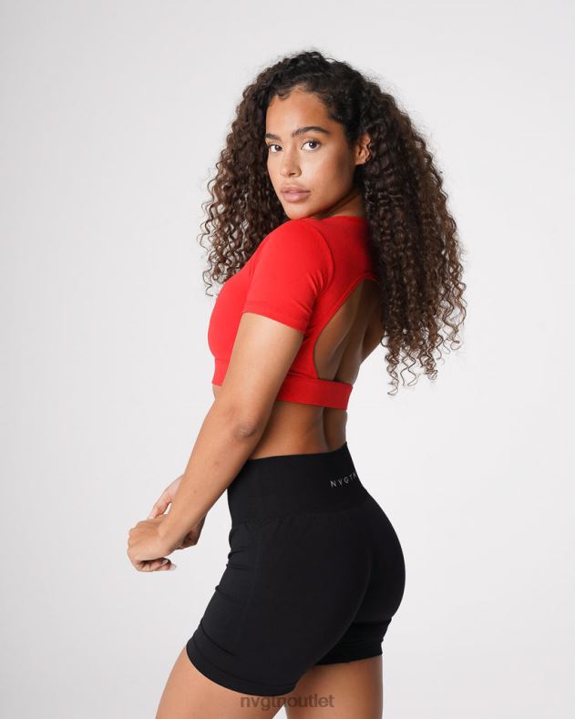 Fitness NVGTN T-Shirt mit offenem Rücken Scharlach Frauen 86ZJB224