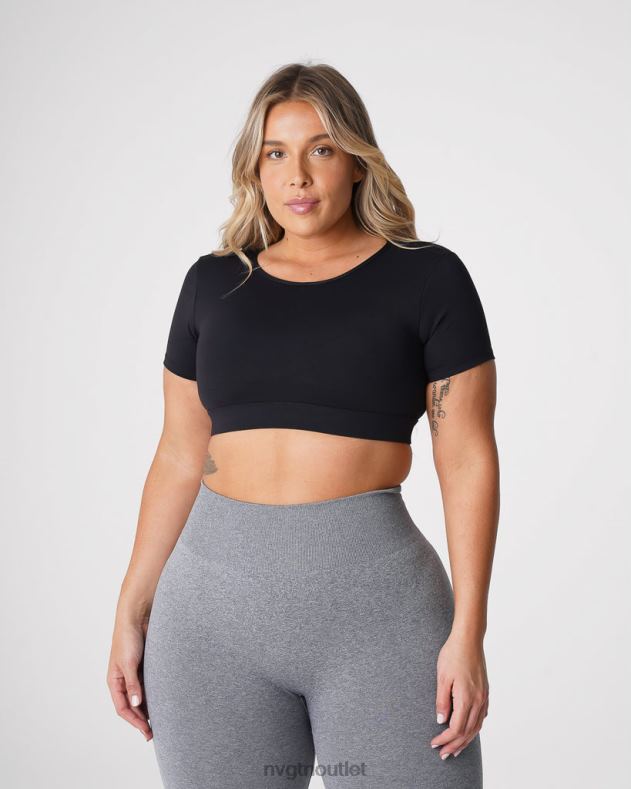 Fitness NVGTN T-Shirt mit offenem Rücken Schwarz Frauen 86ZJB77