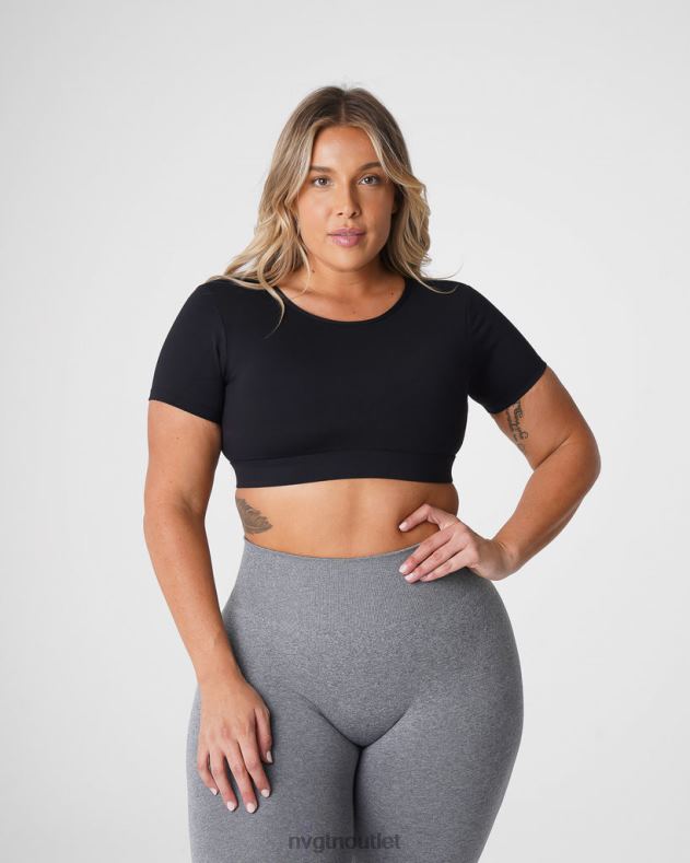 Fitness NVGTN T-Shirt mit offenem Rücken Schwarz Frauen 86ZJB77