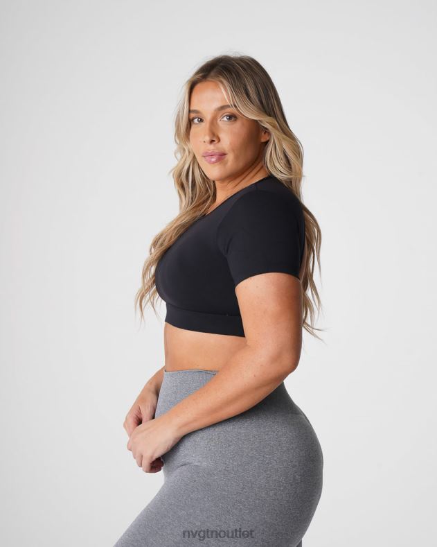 Fitness NVGTN T-Shirt mit offenem Rücken Schwarz Frauen 86ZJB77