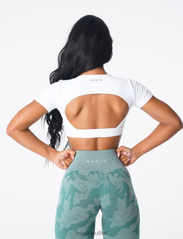 Fitness NVGTN T-Shirt mit offenem Rücken Weiß Frauen 86ZJB78