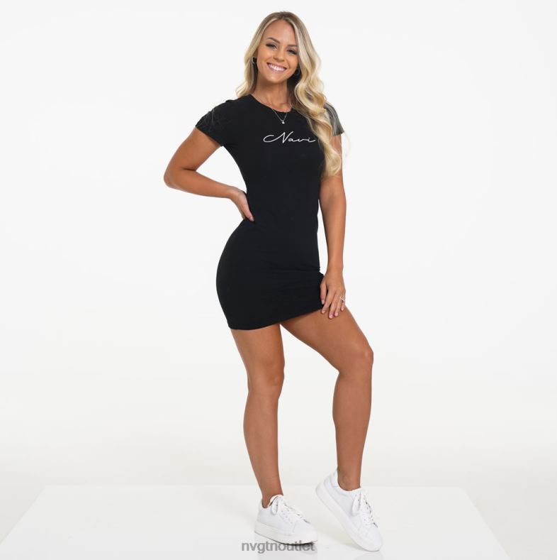 Lebensstil NVGTN Navi-T-Shirt-Kleid Schwarz Frauen 86ZJB737